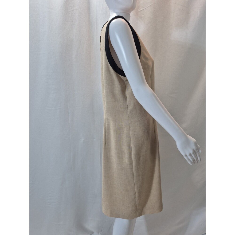 Casual Corner Dress Shift Pencil Sheath Midi Sleeves Tan Black Medium - Picture 3 of 9